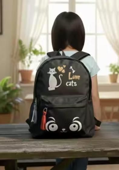 Baby cats Printed Black bag Package